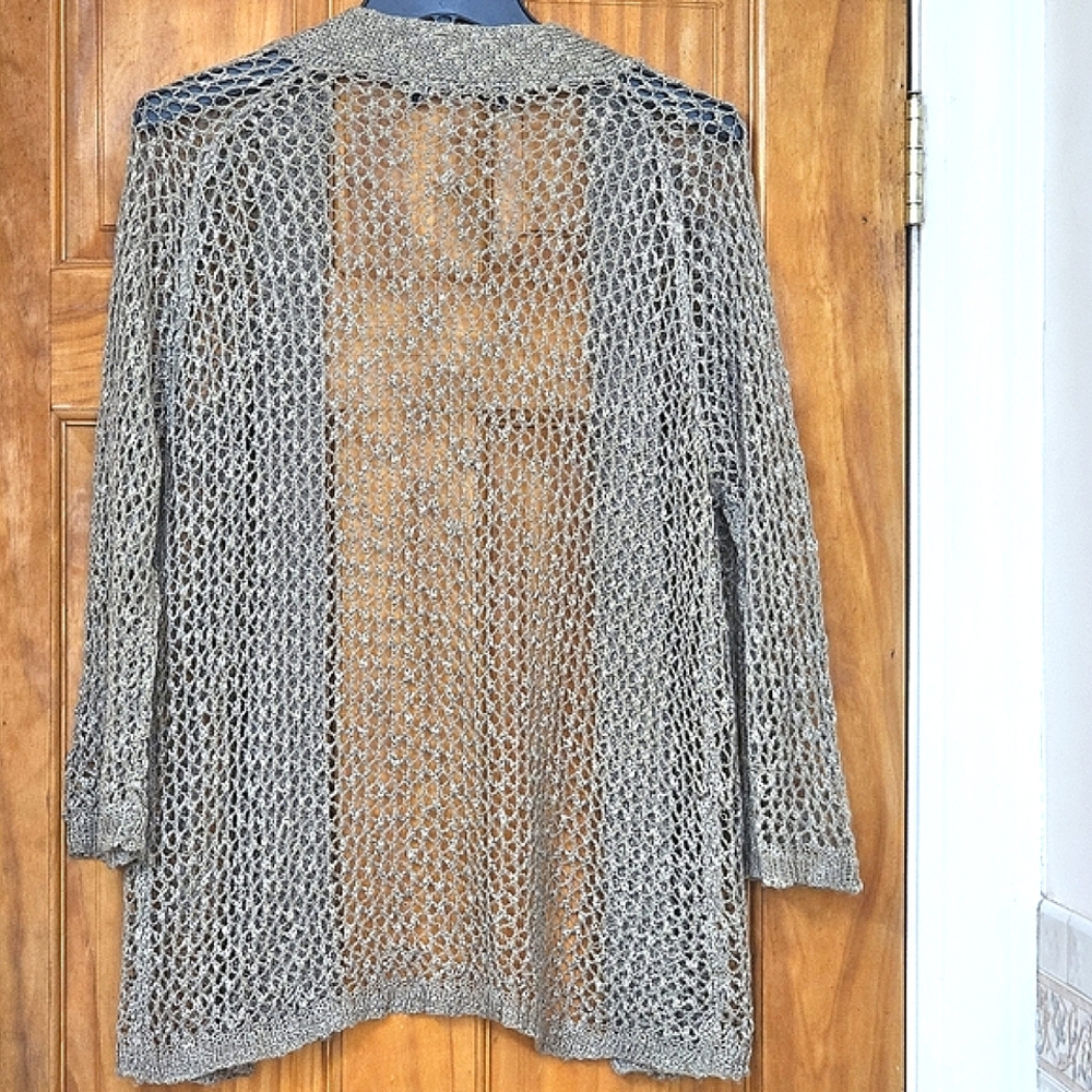 Forever 21 Women's Battle Green Mesh Knit Open Front Cardigan Sweater - Picture 5 of 9